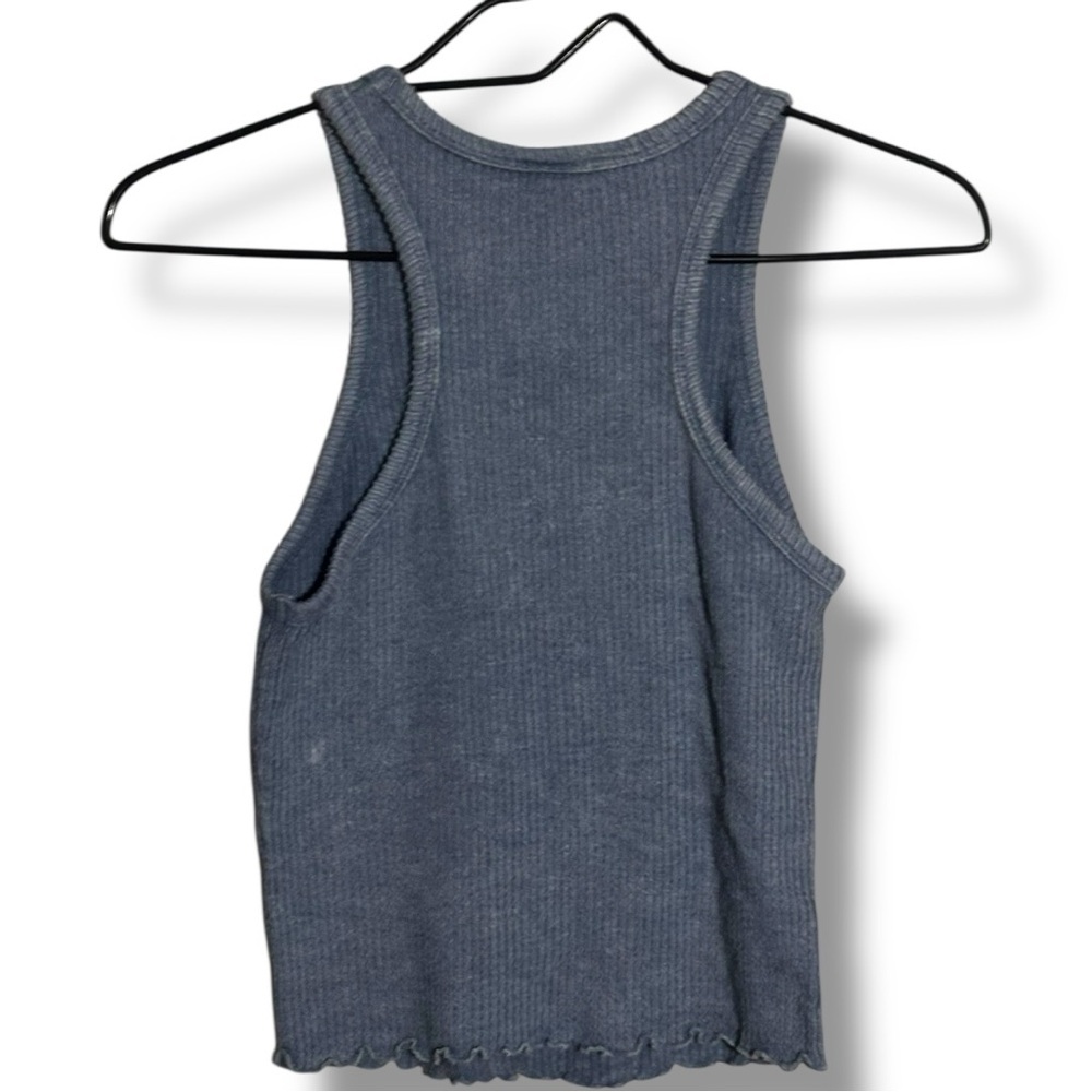 Caution To The Wind Blue Sleeveless Crewneck Casual Ribbed Knit Top - Picture 4 of 15